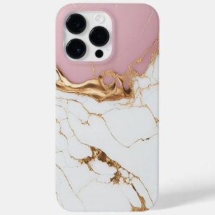 White Pink Gold Marble Modern Luxury Chic Case-Mate iPhone 14 Pro Max Case