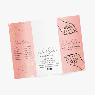 White & Pink Gold Specks Nail Salon Brochure