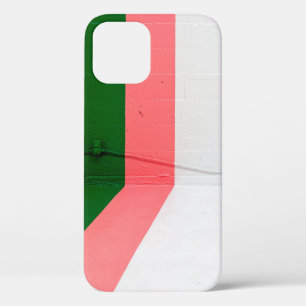 White, pink, green, and yellow painted wall iPhone 12 case