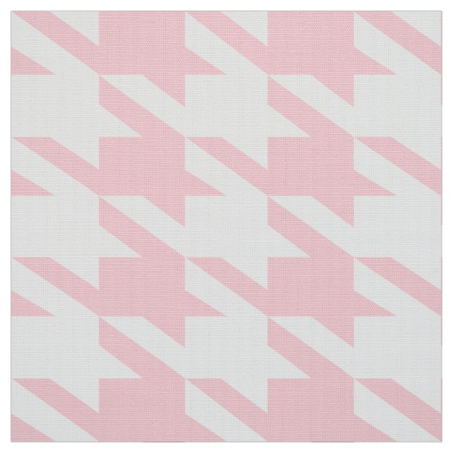 White & Pink Houndstooth Seamless Pattern Fabric (Swatch)