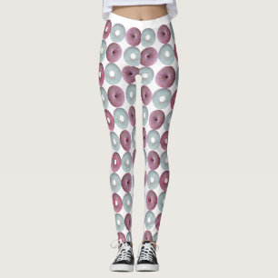 White & pink iced donuts leggings
