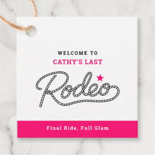 White Pink Last Rodeo Bachelorette Party Favour Tags