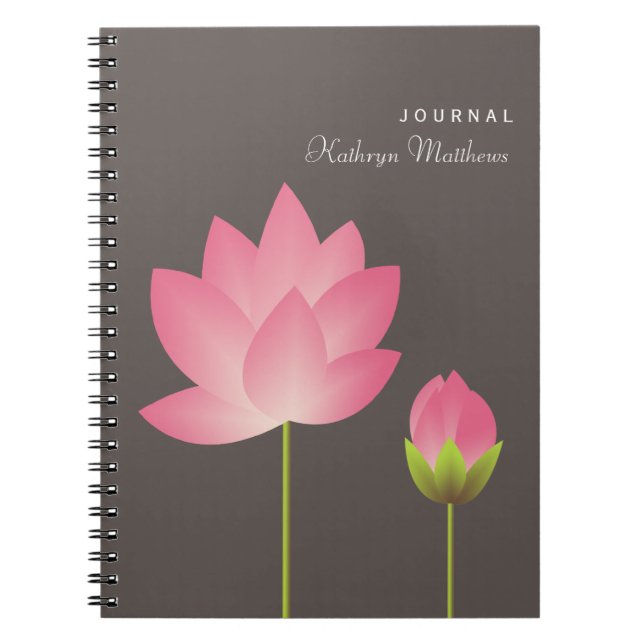 White pink lotus budding flower blossom journal (Front)