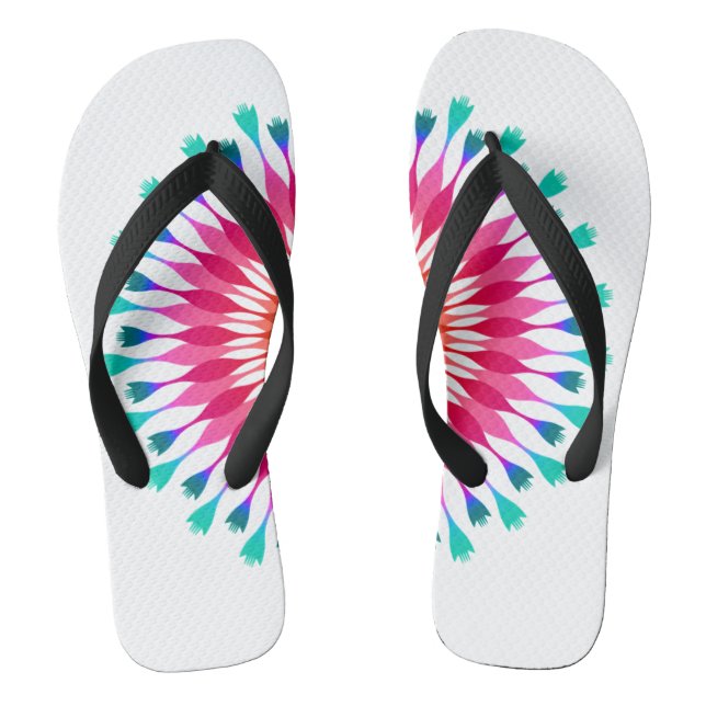 White/Pink Lotus Flower Flip Flops (Footbed)