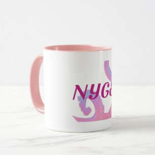 White/pink mug with tentacle design and NYGEL logo