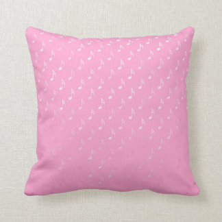 White Pink Musical Notes Metallic Faux Foil Music Cushion