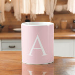 White Pink Name Initial Monogram Elegant Script Coffee Mug<br><div class="desc">Blush,  Pink,  Grey and White Elegant Monogram Hand Lettered Script Name and Initial Coffee Mug. The mug makes the perfect gift for someone who loves modern and stylish chic colours for a birthday,  wedding,  Christmas Holiday,  bridal shower or special occasion gift. Please contact the designer for matching items.</div>