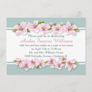 White pink orchids Bridal Shower Invitation
