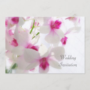 White - pink orchids Wedding Invitation