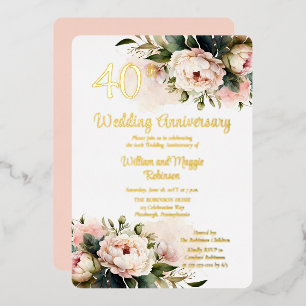 White  Pink Peonies 40th Wedding Anniversary Party