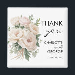 white pink peonies floral rustic wedding favours magnet<br><div class="desc">white pink peonies floral rustic wedding favours,  easily customised and personalised for your special wedding events by adding text of name and date</div>