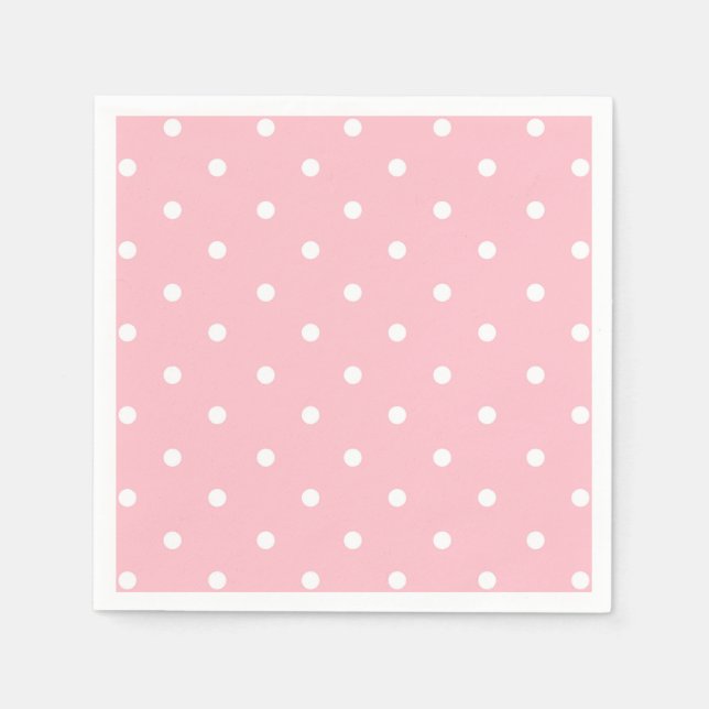 White Pink Polka Dot  Napkin (Front)