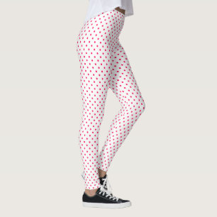 White Pink Polka Dot Pattern Leggings