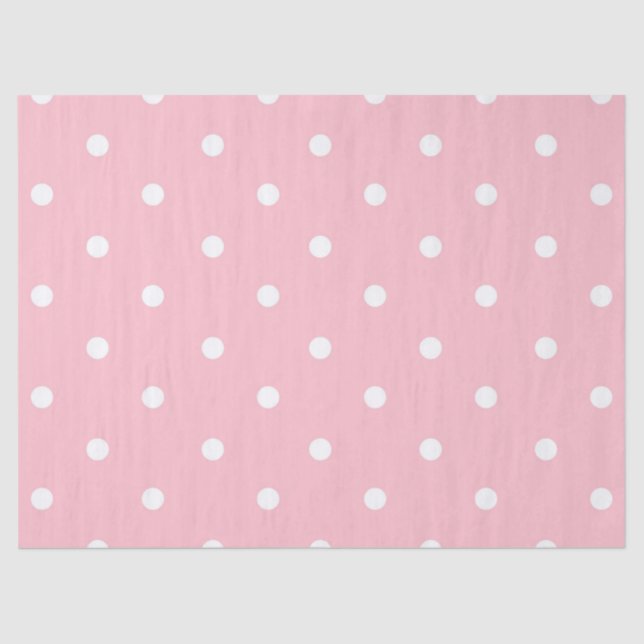 White Pink Polka Dot  Tissue Paper (Front)