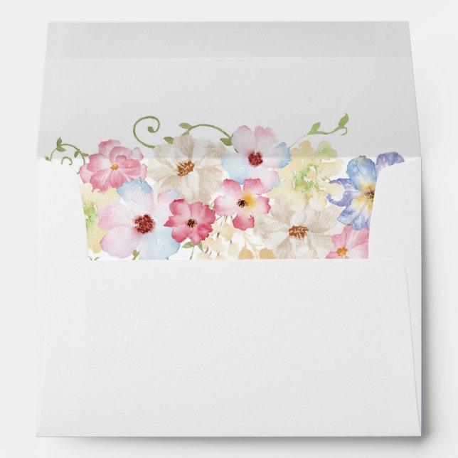 White Pink & Purple Floral 2 Envelope (Back (Bottom))