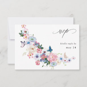 White Pink & Purple Floral w Meal RSVP 2