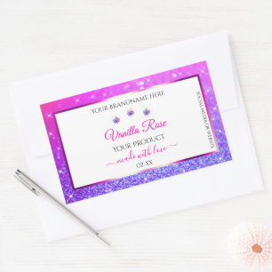 White Pink Purple Glitter Product Labels Jewels