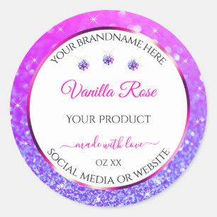 White Pink Purple Glitter Product Labels Jewels