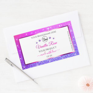 White Pink Purple Glitter Product Labels with Logo