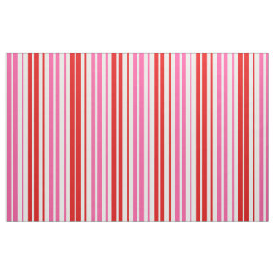 White Pink Red Vertical Stripes Design Fabric