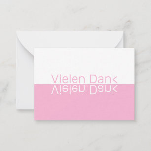 White & Pink Reflection Modern German Thank You Card