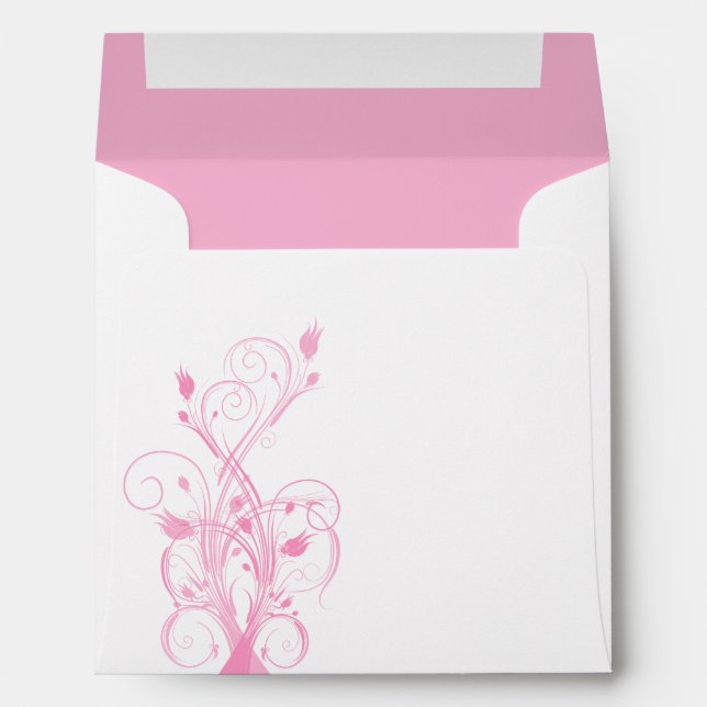 White & Pink Return Address Envelope for 5" Square (Back (Bottom))