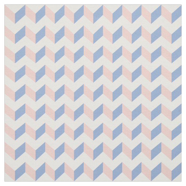 White Pink Rose Quartz Blue Geometric Chevron 2016 Fabric (Swatch)