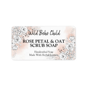 White & Pink Rose Soap Product Labels