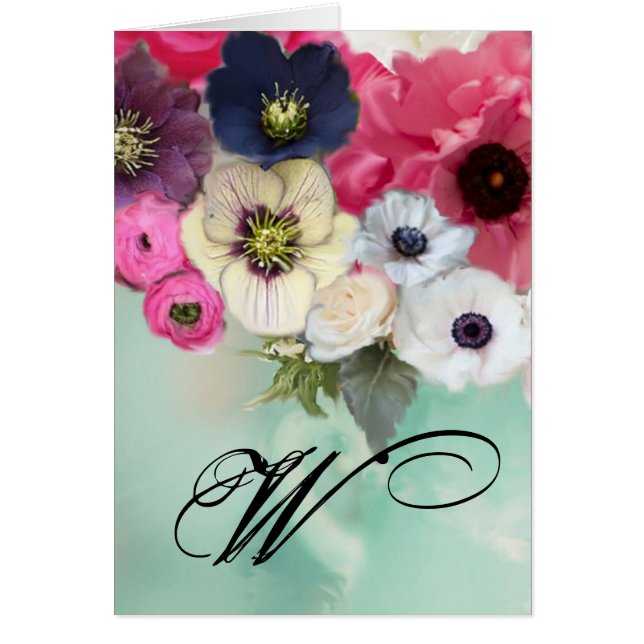 WHITE PINK ROSES AND ANEMONE FLOWERS MONOGRAM (Front)