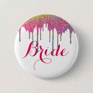 White Pink Script Wedding Bride 6 Cm Round Badge
