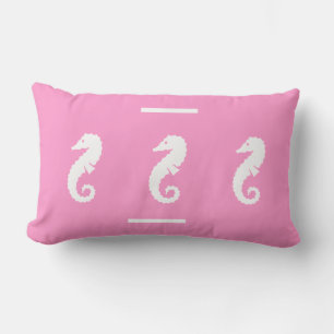 white /pink SEAHORSE on PILLOW coastal living