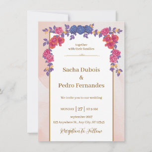 White Pink Simple Minimalist Wedding Invitation