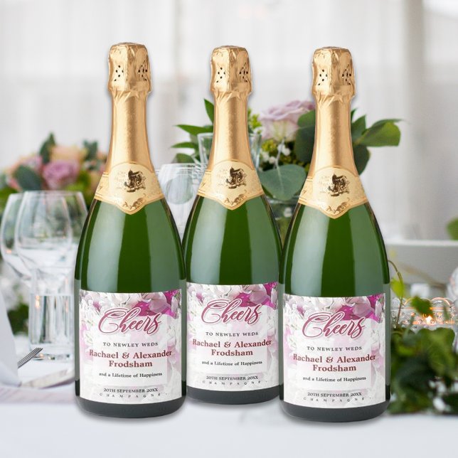 White Pink Sparkling Champagne Labels (Creator Uploaded)