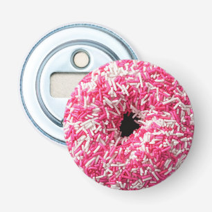 White Pink Sprinkles Doughnut Bottle Opener