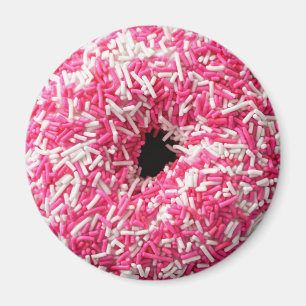 White Pink Sprinkles Doughnut Magnet