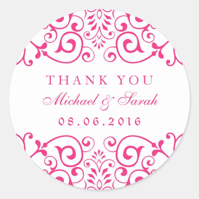 White Pink Swirl Floral Couples Shower Stickers (Front)