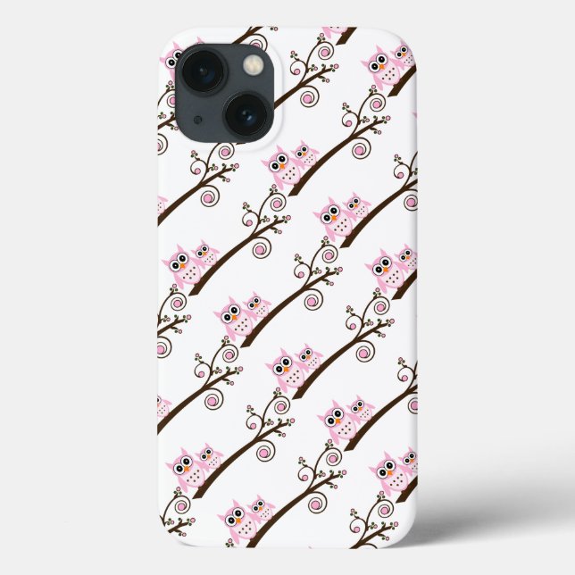 White & Pink Theme Owls Case-Mate iPhone Case (Back)