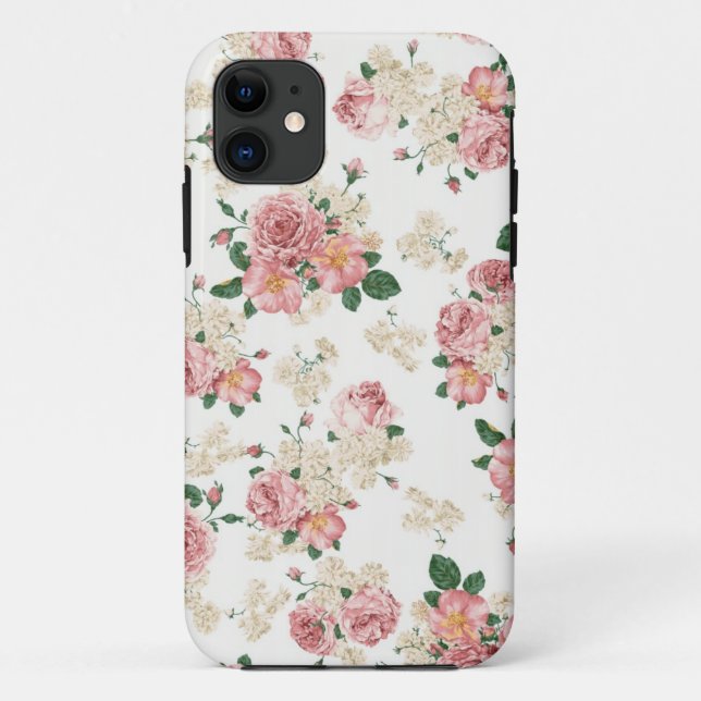White & Pink Vintage Floral iPhone 5 Case (Back)