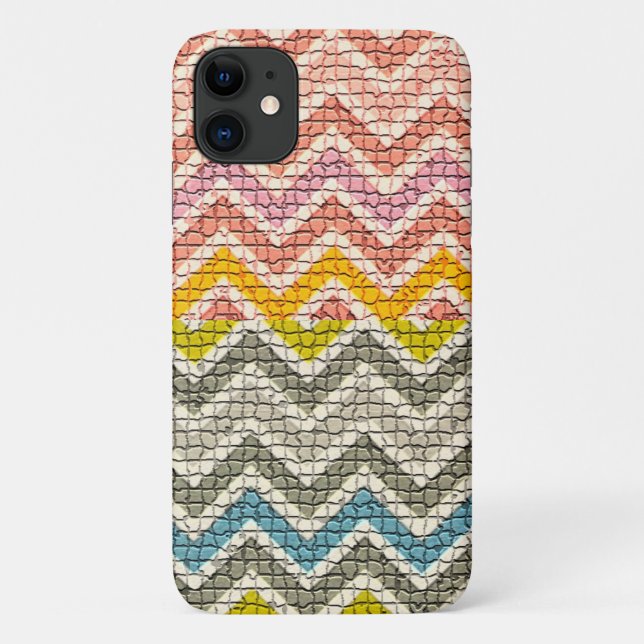 WHITE PINK YELLOW GREY BLUE MOSAIC CHEVRONS Case-Mate iPhone CASE (Back)