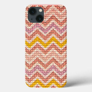 WHITE PINK YELLOW MOSAIC CHEVRONS iPhone 13 CASE