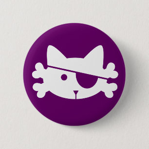 White Pirate Cat - button