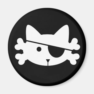 White Pirate Cat - magnet