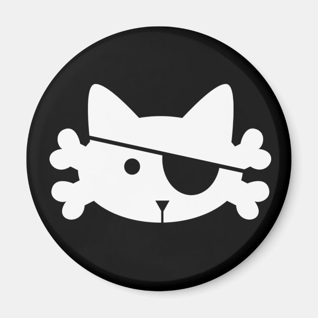 White Pirate Cat - magnet (Front)
