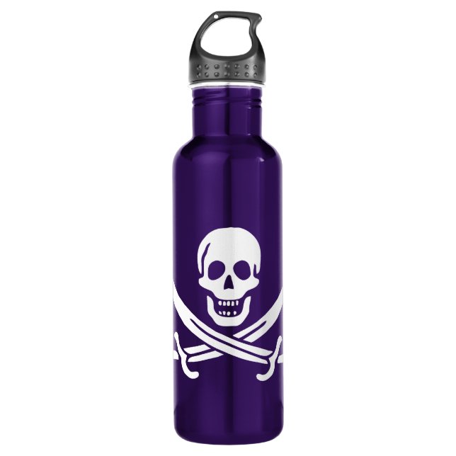 White, Pirate Flag Calico Jack, Skull & Cutlass  710 Ml Water Bottle (Front)