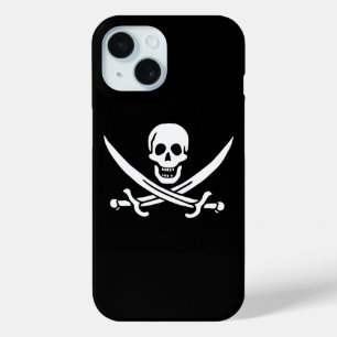 White, Pirate Flag Calico Jack, Skull & Cutlass iPhone 15 Case