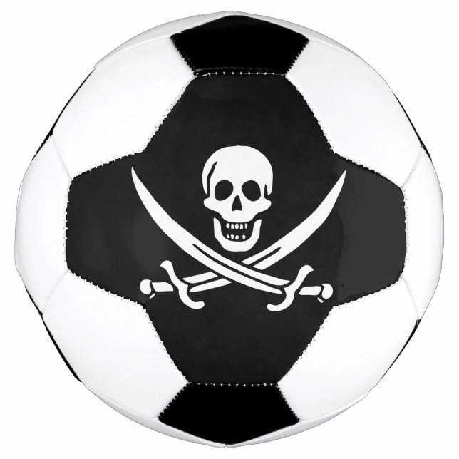 White, Pirate Flag Calico Jack, Skull & Cutlass  Football (Front)