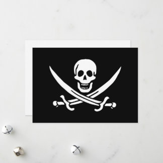 White, Pirate Flag Calico Jack, Skull & Cutlass Holiday Card