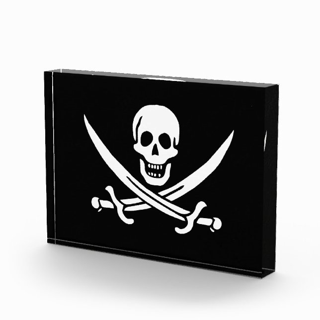 White, Pirate Flag Calico Jack, Skull & Cutlass  Photo Block (Right)