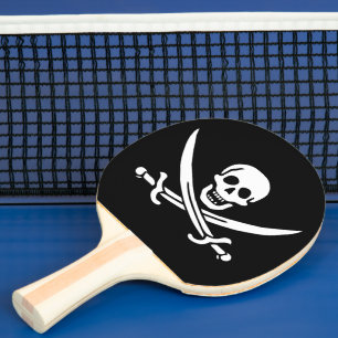 White, Pirate Flag Calico Jack, Skull & Cutlass  Ping Pong Paddle
