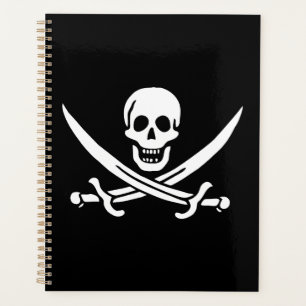White, Pirate Flag Calico Jack, Skull & Cutlass  Planner